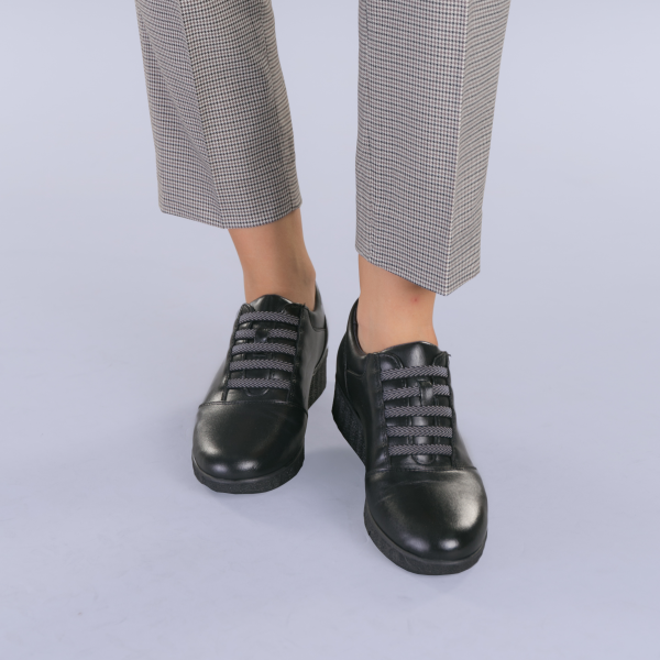 Δερμάτινα παπούτσια  Zenda μαύρα, 2 - Kalapod.gr